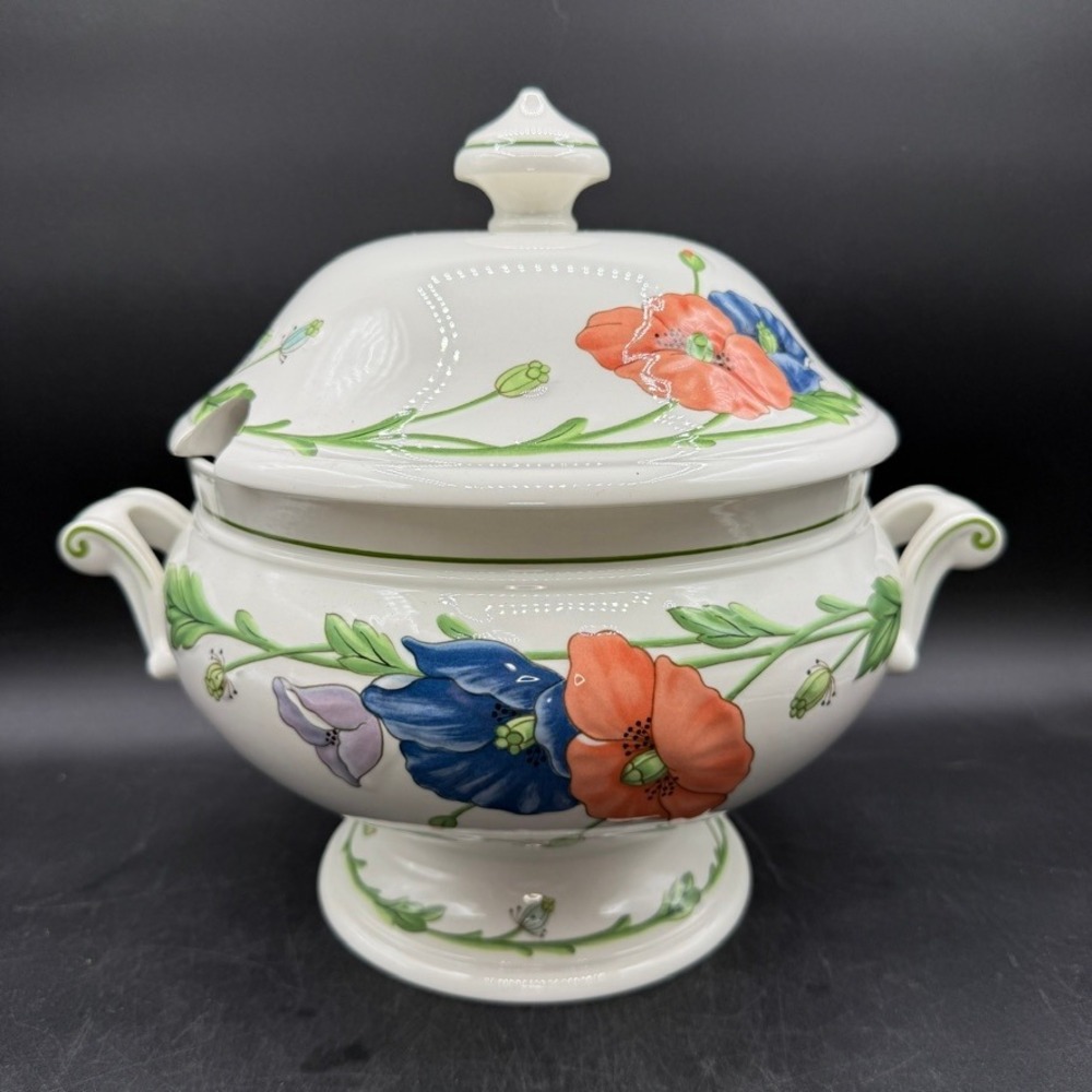 Vintage Villeroy Boch Amapola Soup Tureen Large Floral‎ Serving Dish Cottage